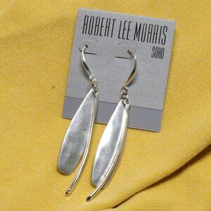 Robert Lee Morris Silver Plated Leaf Drop Earrings Modern Dangle